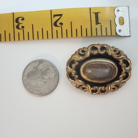 Antique Victorian hair art mourning brooch pendant gold filled scroll brooch - Picture 12 of 13